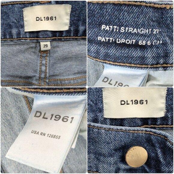 DL1961 Patti Straight Ankle Jeans Womens Blue Fisher High Rise Denim Size 29 - Picture 6 of 13
